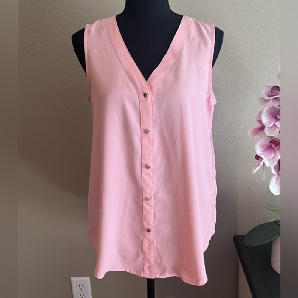 Maurices Pink Button Down Sleeveless Blouse - Size M